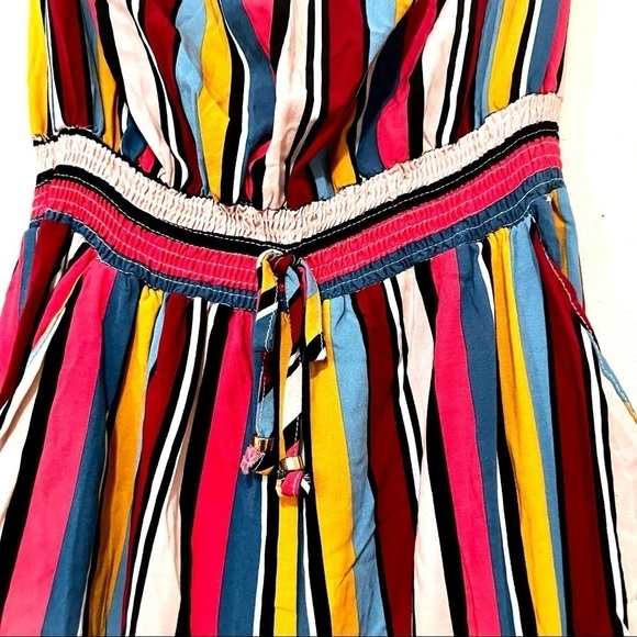 GUESS Women's rainbow stripes bohemian Strapless Jumpsuit wide leg womens XS - Picture 9 of 10